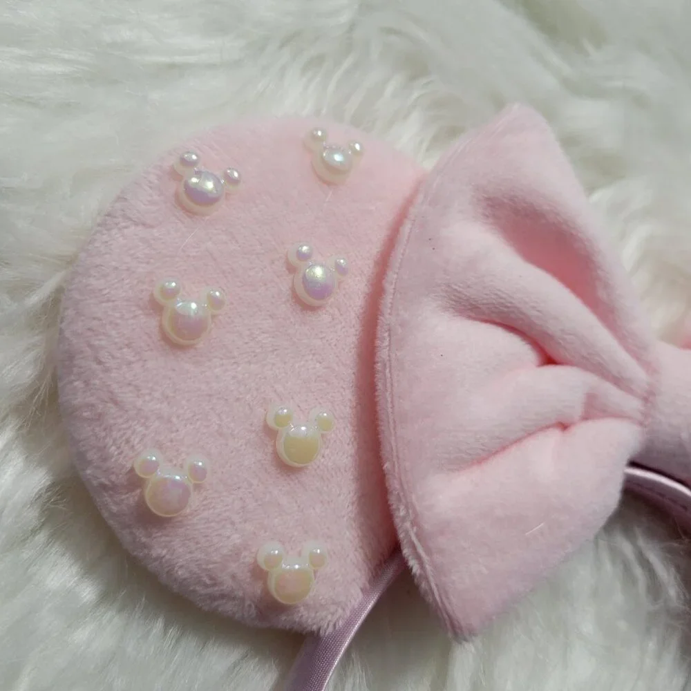 Minnie Mouse Pink Plush Faux Pearl Ears